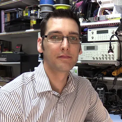 Steve Gardner, founder of SDG Electronics, in his electronics workshop